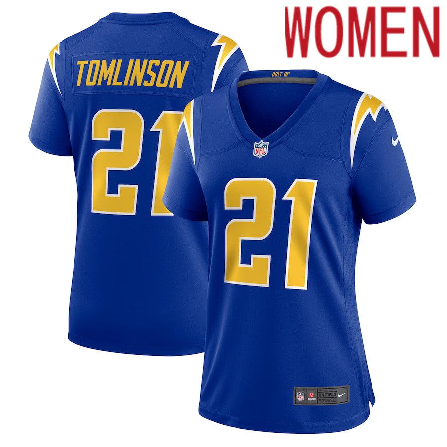 Women Los Angeles Chargers #21 LaDainian Tomlinson Nike Royal Retired Game NFL Jersey->women nfl jersey->Women Jersey